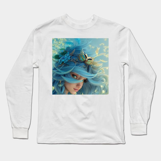 Cutes Owl Goddess with blue hairs Long Sleeve T-Shirt by Zachariya420